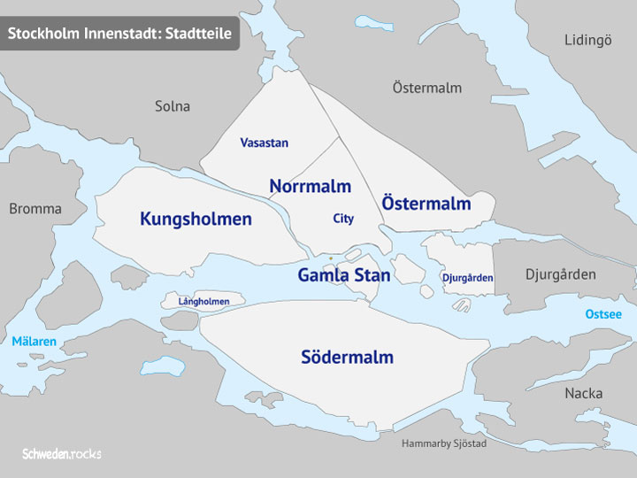Karte Stockholm: Stadtteile der Innenstadt