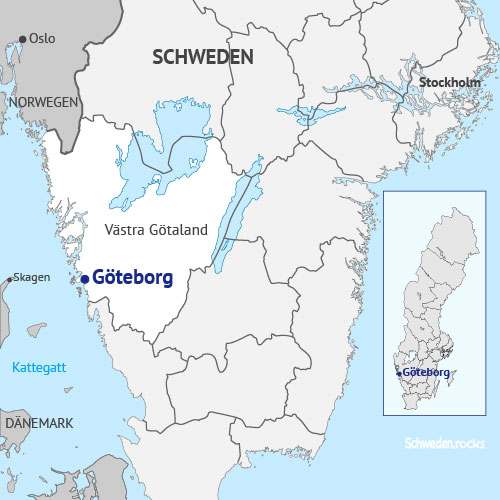 Karte von Göteborg und Västra Götaland in Schweden