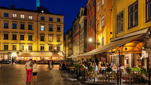 Stockholms Altstadt bei Nacht